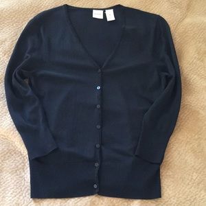 Silky black 3/4 sleeve cardigan